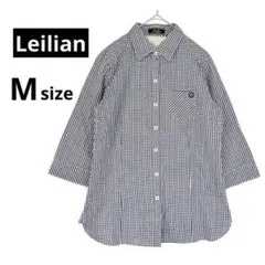 【極美品】Leilian レリアン ブルーチェックシャツ 胸ポケット 7分袖 M