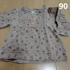 3can4on 花柄コーデュロイシャツ 90サイズ