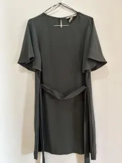 H&M ダークグリーン 半袖ワンピース　ドレス　38