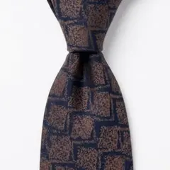 【イタリア製】LANCEL ランセル ネクタイ シルク100% 総柄ネイビー 紺