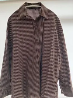 ZARA ブラウンストライプオーバーサイズシャツ