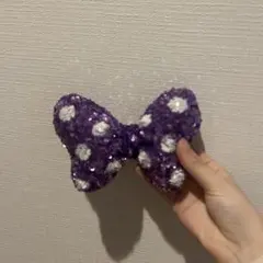 紫色ドットリボンヘアアクセサリー