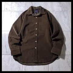 OLD GAP レギュラーカラー 細畝 コーデュロイシャツ 長袖 茶色 無地