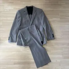 TAKAIQ スリムフィット スーツ グレー 千鳥格子柄