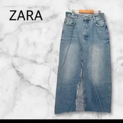 ZARA ザラ デニムロングスカート ダメージ【USA S】ブルー系のサムネイル