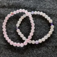 ローズクォーツとアメジスト天然石ビーズブレスレットセット