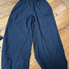 ブラック ワイドパンツ ゴムウエスト