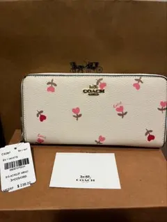 COACH C32067 花柄長財布 ホワイト/ピンク