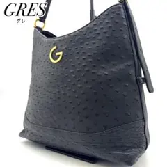 ✨極美品✨グレ ハンド ワンショルダーバッグ ロゴ金具 オーストリッチ ブラックのサムネイル