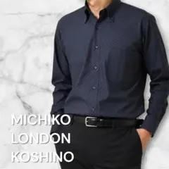 ミチコロンドンコシノ 長袖シャツ ドレスシャツ ストライプ ネイビーメンズのサムネイル