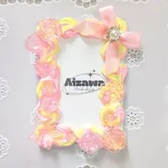 ​【45】硬質ケースデコ ホイップデコ 薔薇と蝶々 ピンク×イエロー B8