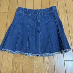 GU デニムローウエストプリーツミニスカートQ