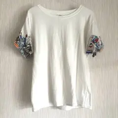 ScoLar　袖刺繍　Tシャツ　ホワイト　デザインTシャツのサムネイル