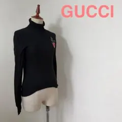 GUCCI ローズ刺繍 タートルネック ニット ブラックのサムネイル