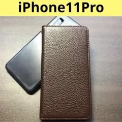 【本日発送！】iPhone11Pro 本革 手帳型スマホケース モカ イエロー
