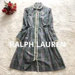ヴィンテージ♪RALPH LAUREN♪チェックワンピース　レース　レトロ