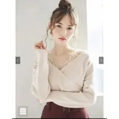 GRL レースドッキングカシュクールニットトップス ブラック