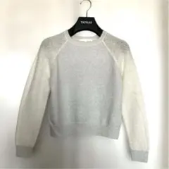 ANAYI ラメ入り モヘヤ ニット クルーネック 長袖 ホワイト 38 アナイ