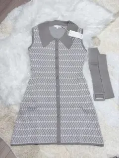 新品　rienda ノースリーブ ニットワンピース グレーのサムネイル