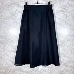 【リフレクト】フレアスカート（黒）M 膝丈　裏地ネイビー ウエストゴム
