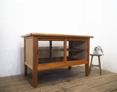 1198 ヴィンテージ　作業台　陳列台　テーブル　ガラスケース　レトロ　店舗什器