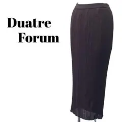 【Duatre Forum】大きめサイズ セミシアーリブタイトスカート ブラウン