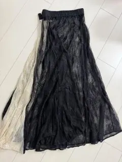 snidel スナイデル　レース　ロングスカート ブラック　ホワイト　バイカラー