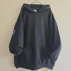 US古着 ギルダン 無地 スウェットパーカー ワッペン ブラック 黒 L~XL