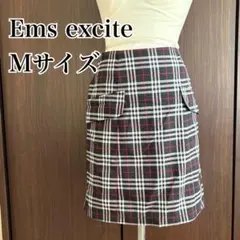 Emsexcite チェック柄ミニスカート 台形スカート Mサイズ ウエストゴム