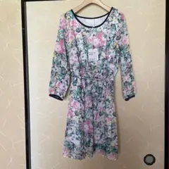 ELLE★レディース七分丈花柄ワンピース★M新品のサムネイル