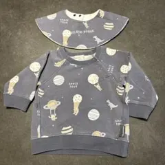 ジェラートピケ ベビー　コスモ柄　スタイ　トレーナー　2点