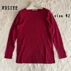 ロージー　LLサイズ　ニット　リブ編み　長袖　ワインレッド　カジュアル　セーター