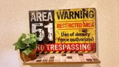 新品未使用エリア51Area51立入禁止 UFO 警告 アメリカ雑貨ブ