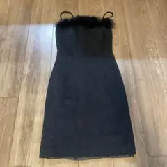 CECIL McBEE 黒 ファー付き キャミワンピース ドレスワンピース