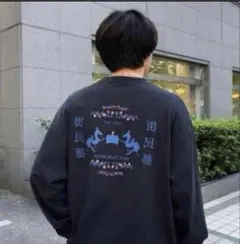グラフィックプリント ロングスリーブTシャツ 黒