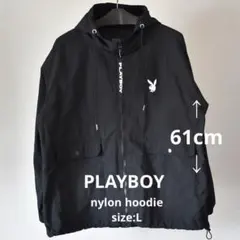 【PLAY BOY】 ナイロンフルジップパーカー ナイロンジャケット ブラック