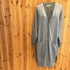 【シューラルー】カーディガン　羽織り　長袖　Ｖネック　ポケット付　ブルー系