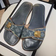 Louis Vuitton デニム サンダル モノグラム ゴールド金具のサムネイル