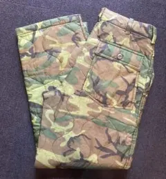 古着 迷彩柄ナイロンパンツ キルティング 軍パン ストレート