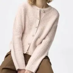 【Sサイズ】　GUツイーディーニットカーディガン ピンク