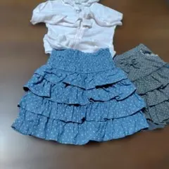 mezzo piano130 フリルドットスカート.羽織り2点セット