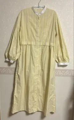 ミリービレット マルチストライプクレリックシャツワンピース イエロー 配色