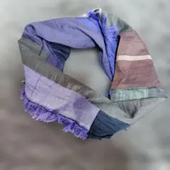 タマキニイメ　ハギレパッチワークひねりスヌード　綿　一点物播州織