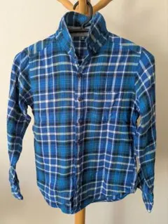 キッズ 長袖チェックシャツ 青系