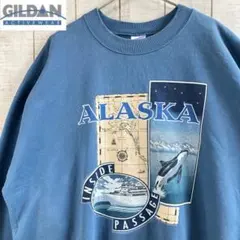 ギルダン　古着　長袖　スウェット 裏起毛　プリント　アメカジ ゆるだぼ