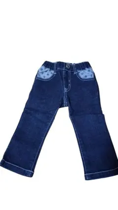 濃紺デニムパンツ ドット柄ポケット