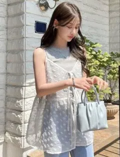 最終値下げ❗️レースフラワーキャミソールワンピース　レイヤード