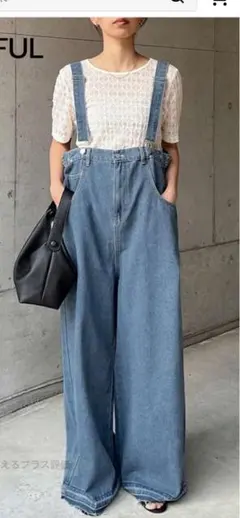 デニムサロペット・オーバーオール ワイドパンツサロペット　オーバーオール