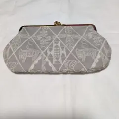 北欧柄グレー がま口財布