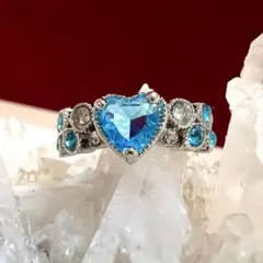 ヴィンテージデザインアクセサリーリング指輪シルバーブルーレトロ遺品整理生前整理
